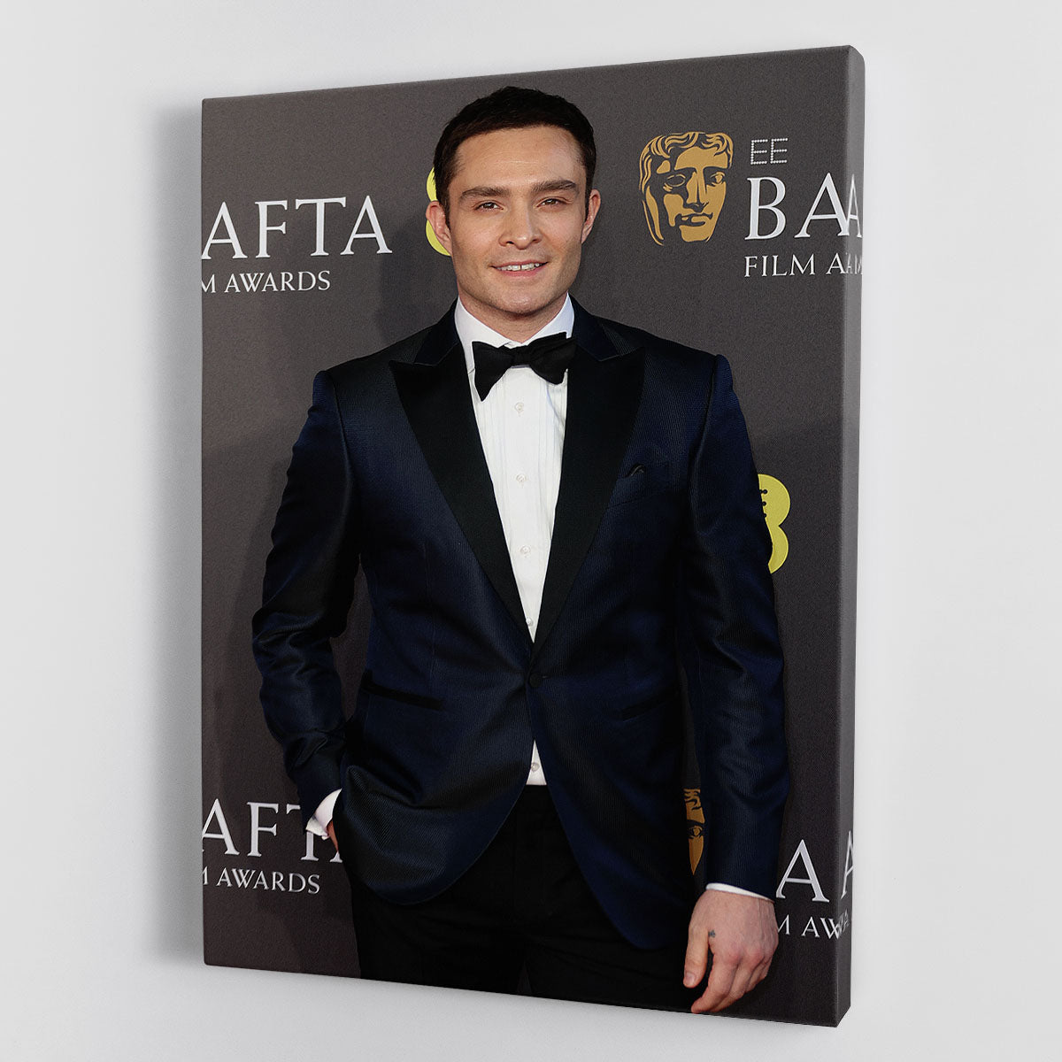 Ed Westwick at the Baftas canvas print showcasing elegance and style, perfect for home or office decor.