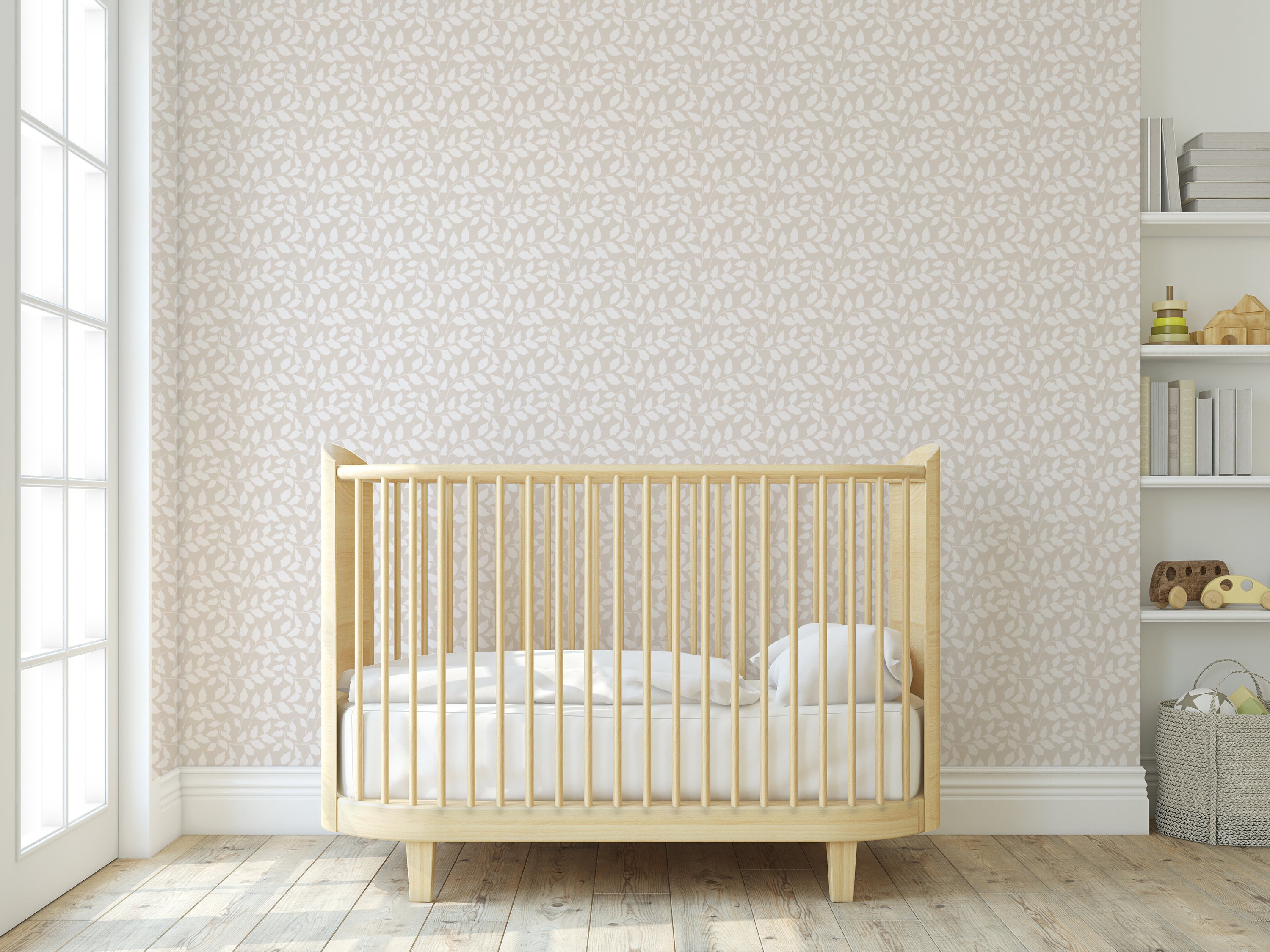 Eden Wallpaper in Taupe from The Wynona Collection, featuring a modern design suitable for any room, showcasing its peel and stick application.