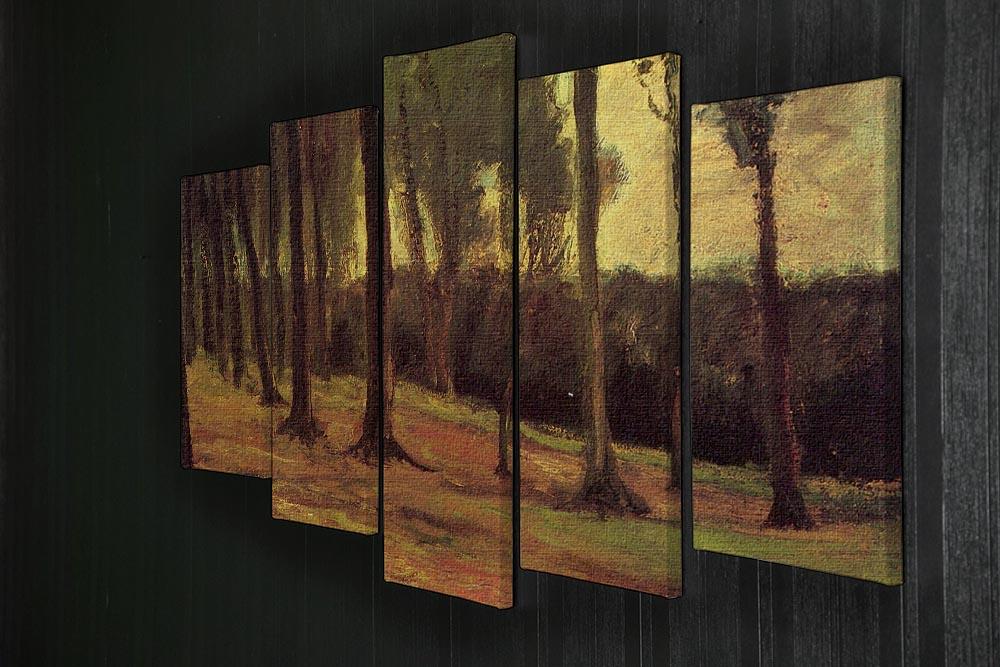 A stunning 5 split panel canvas artwork featuring Van Gogh's Edge of a Wood, showcasing vibrant colors and dynamic composition.