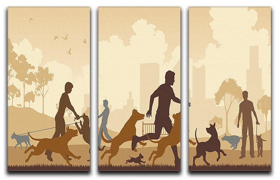 Editable vector illustration featuring dogs and their owners enjoying a sunny day in a park, showcasing vibrant colors and detailed characters.