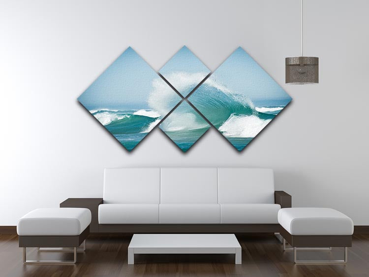 Effervescent 4 Square Multi Panel Canvas artwork featuring vibrant colors and a unique design, displayed in a modern living space.