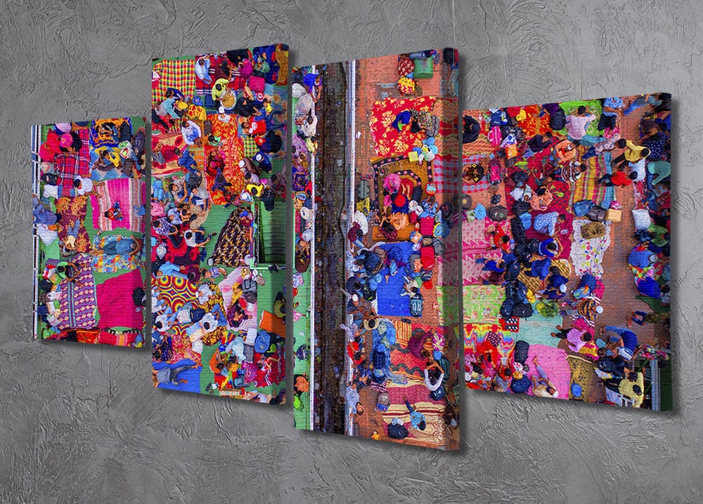 Eid Festival 4 Split Panel Canvas artwork featuring vibrant colors and intricate designs, perfect for festive home decor.