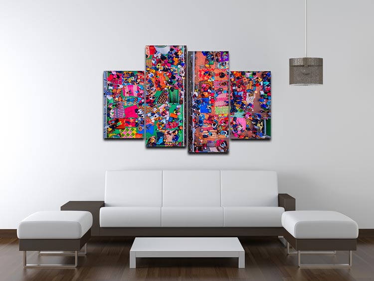 Eid Festival 4 Split Panel Canvas artwork featuring vibrant colors and intricate designs, perfect for festive home decor.