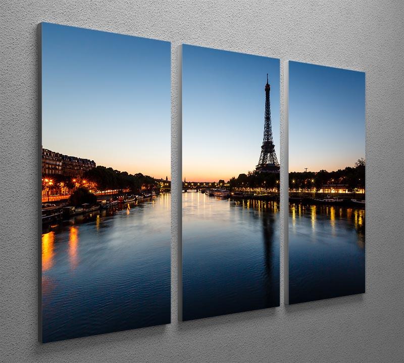 A stunning 3-panel canvas print featuring the Eiffel Tower, showcasing vibrant colors and intricate details, perfect for home decor.
