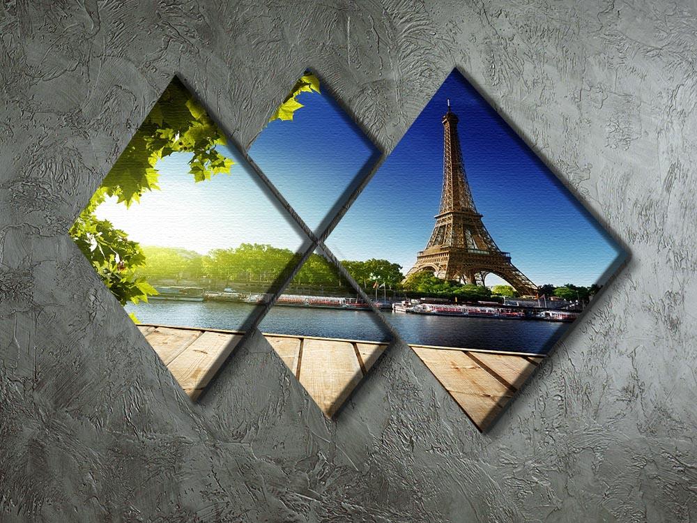 Eiffel Tower in Paris depicted in a 4-square multi-panel canvas artwork, showcasing vibrant colors and intricate details.