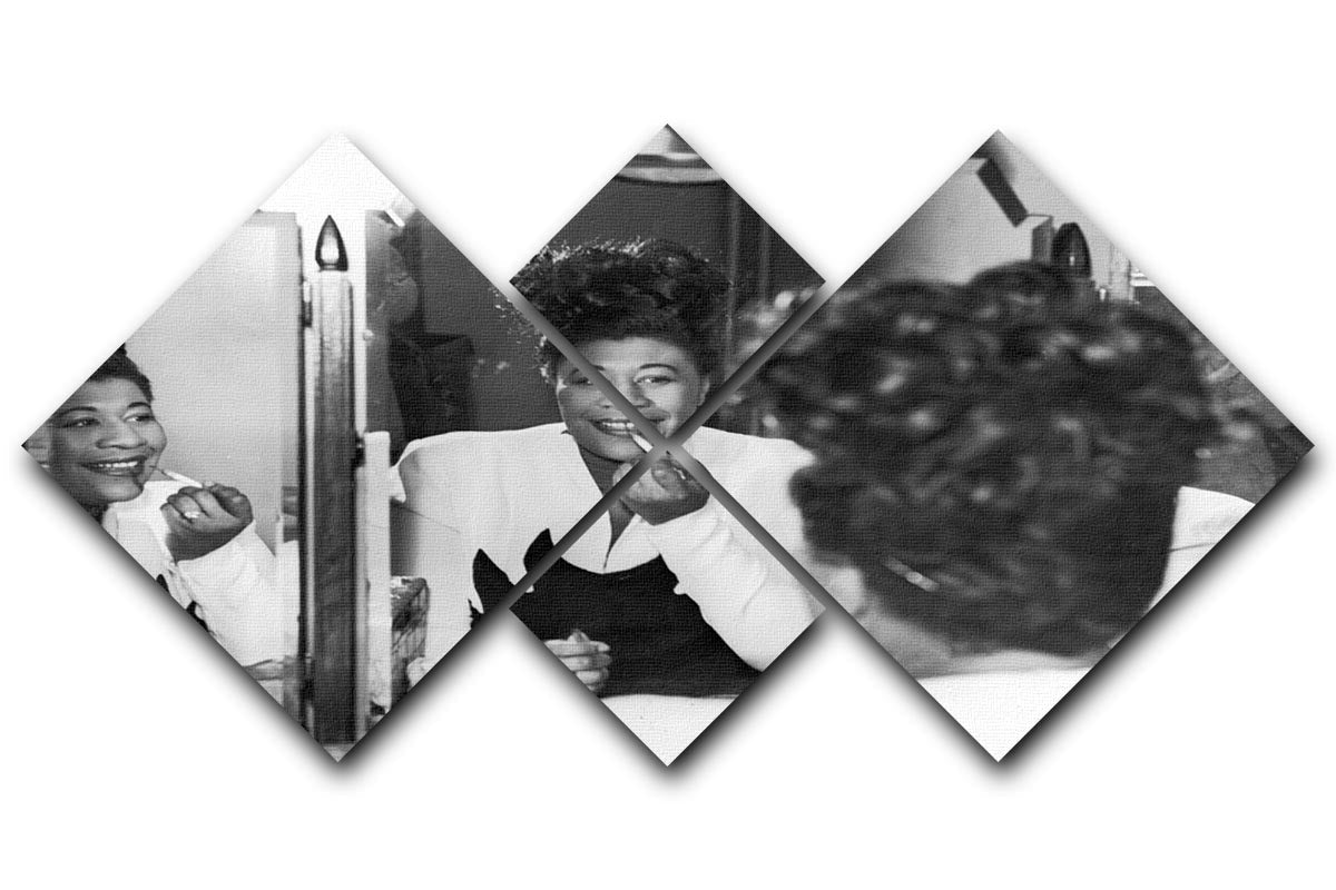 Ella Fitzgerald 2 4 Square Multi Panel Canvas artwork featuring four equal square sections, showcasing vibrant colors and elegant design.