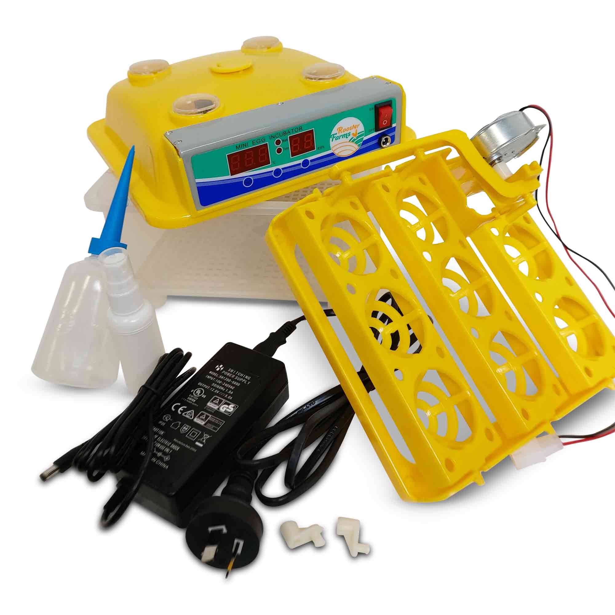 Electric 8 Egg Incubator with LED digital display and egg candler, designed for hatching chicken, quail, and duck eggs.