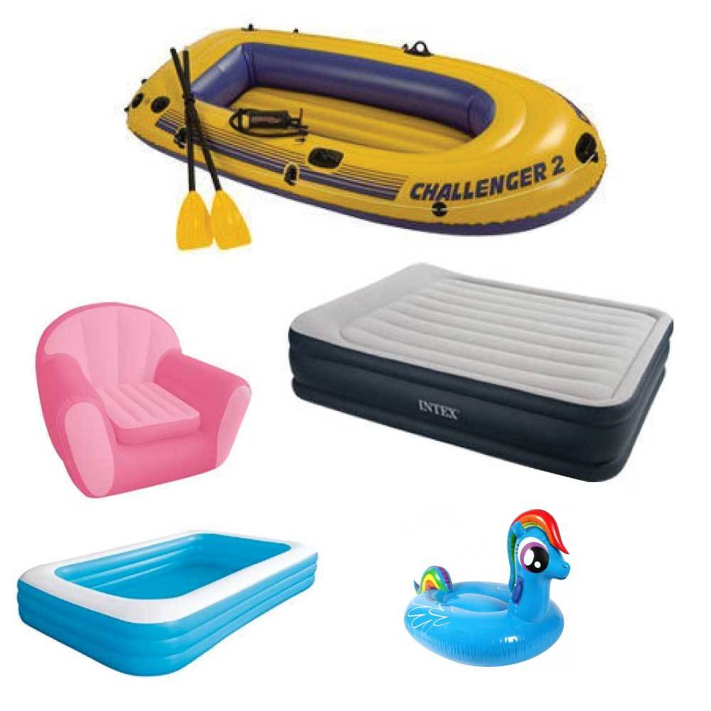 Rechargeable Electric Air Pump with AC and DC plugs, designed for inflating and deflating various items like airbeds and pools.