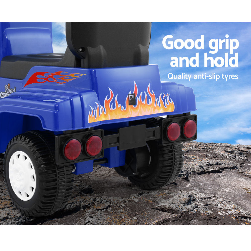 Electric Ride On Truck in blue with realistic design, bright headlights, and anti-slip tyres, perfect for kids aged 3 and above.