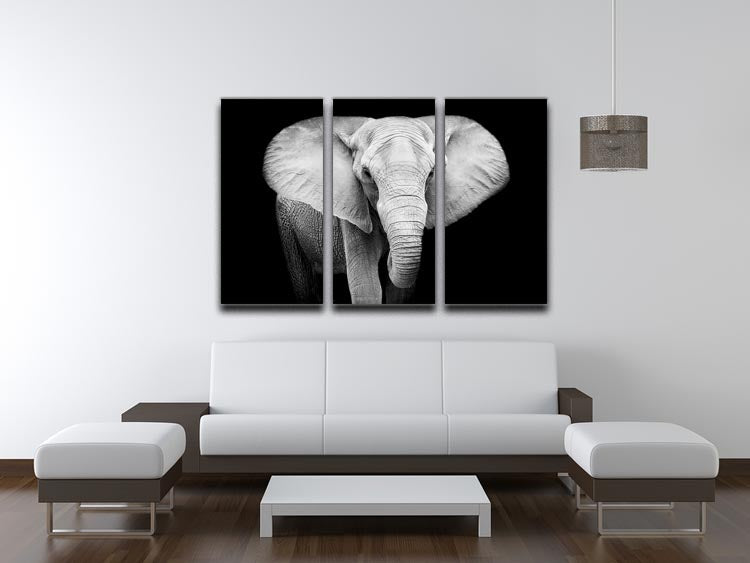 A stunning Elephant 3 Split Panel Canvas Print showcasing three high-quality canvases that create a cohesive design, perfect for home decor.