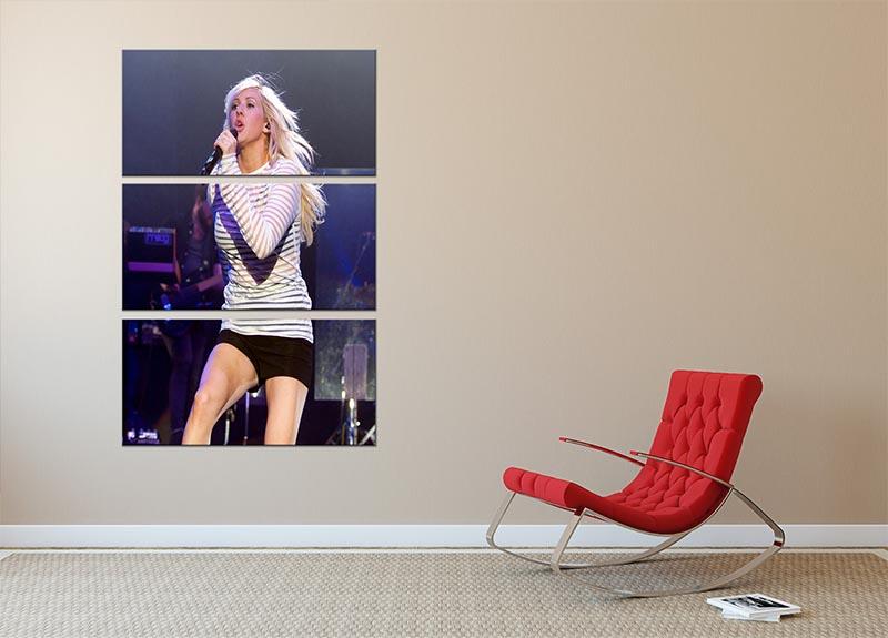 Ellie Goulding on stage captured in a stunning 3-panel canvas print, showcasing vibrant colors and dynamic design.