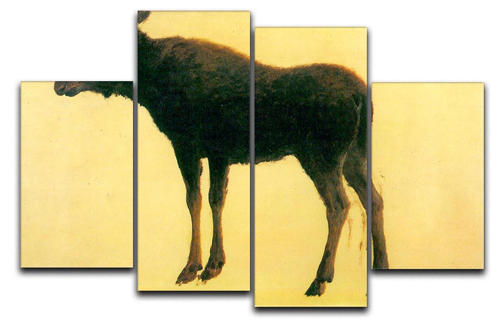 Elk by Bierstadt 4 Split Panel Canvas artwork showcasing a majestic elk in a natural setting, divided into four equal panels.