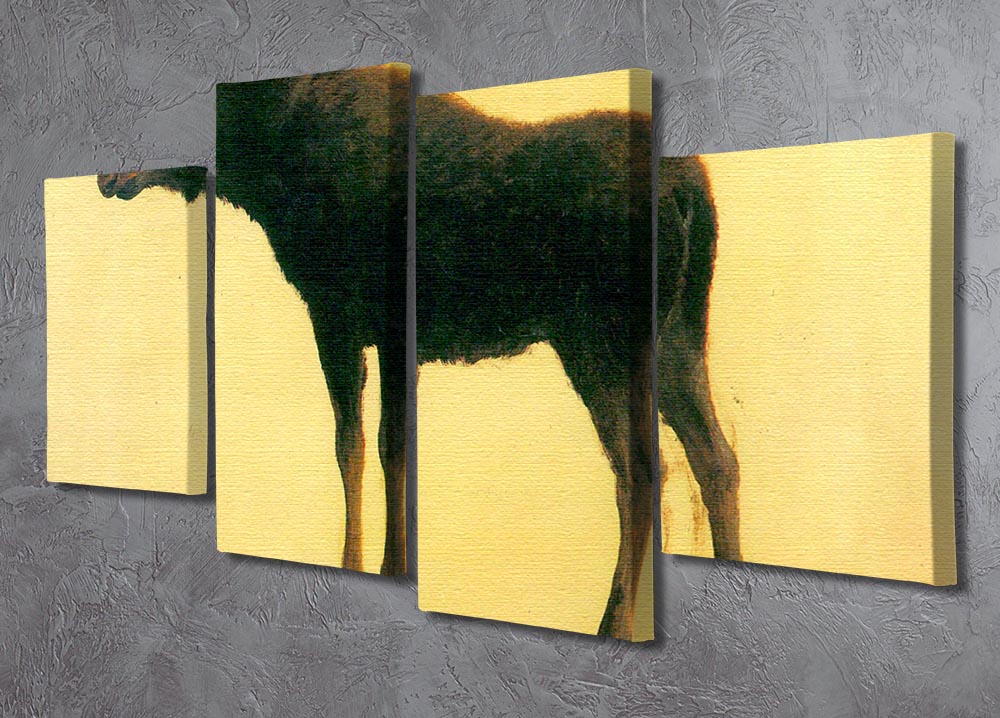 Elk by Bierstadt 4 Split Panel Canvas artwork showcasing a majestic elk in a natural setting, divided into four equal panels.