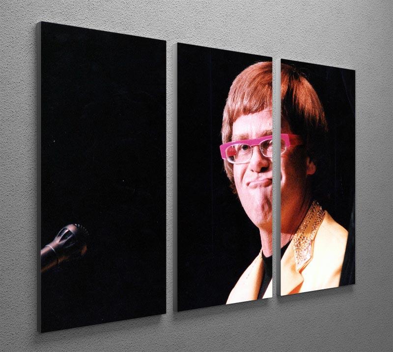 Elton John at Wembley 1992 3-panel canvas print showcasing vibrant colors and iconic performance imagery.