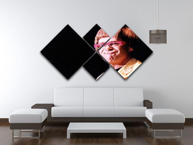 Elton John performing at Wembley Stadium in 1992, depicted in a vibrant 4-square multi-panel canvas artwork.