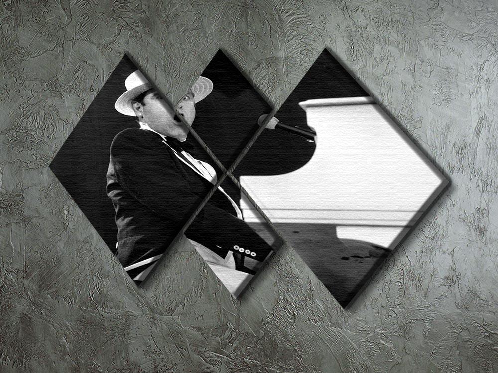 Elton John at Wembley 1984 multi-panel canvas artwork featuring four square sections showcasing a vibrant concert scene.