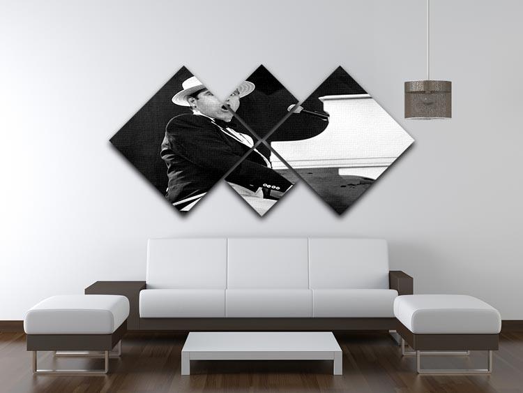 Elton John at Wembley 1984 multi-panel canvas artwork featuring four square sections showcasing a vibrant concert scene.