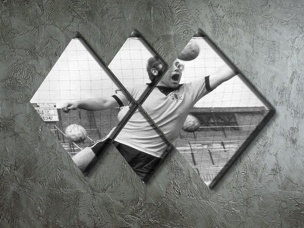 Elton John in Goal 4 Square Multi Panel Canvas artwork featuring four panels showcasing vibrant colors and dynamic design.