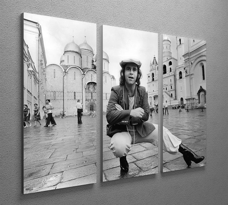 Elton John in Red Square 3-panel canvas print showcasing vibrant colors and artistic design.