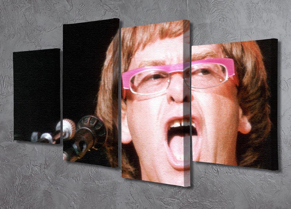 A vibrant 4-split canvas artwork featuring Elton John singing, showcasing dynamic colors and details across four panels.