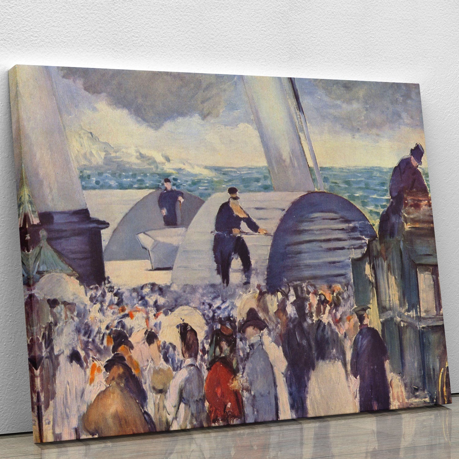 Canvas print of Embarkation of the Folkestone by Manet, showcasing vibrant colors and intricate details.