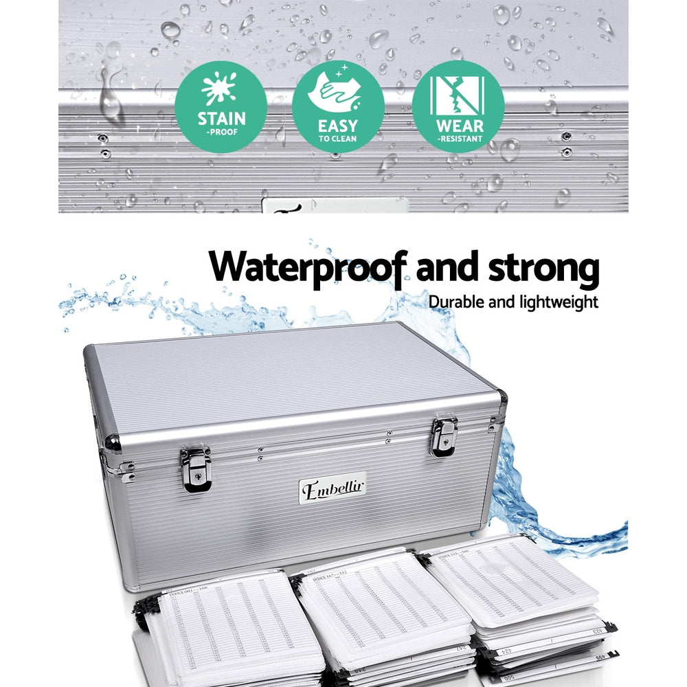 Embellir Aluminium CD Case holding 500 discs with black velvet lining and dual locks.