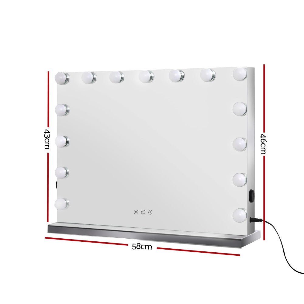 Embellir Hollywood Frameless Makeup Mirror with 15 LED lights, showcasing a sleek design and touch control features.