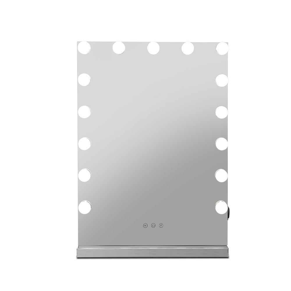 Embellir Hollywood Makeup Mirror with 15 LED bulbs, showcasing a stylish aluminum frame and adjustable lighting features.