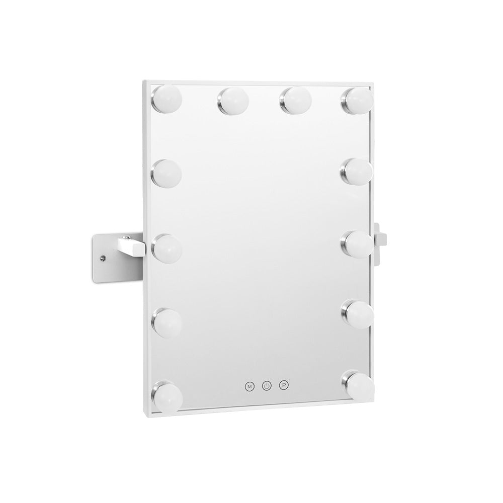 Embellir Hollywood Wall Mirror with 12 LED lights, showcasing a stylish metal frame and touch control features for adjustable brightness.