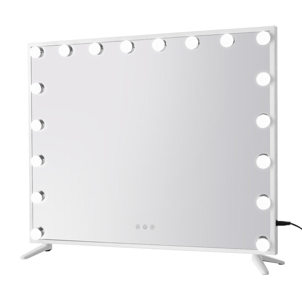 Embellir Makeup Mirror with 18 LED lights, showcasing a stylish metal frame and touch control features for adjustable brightness.
