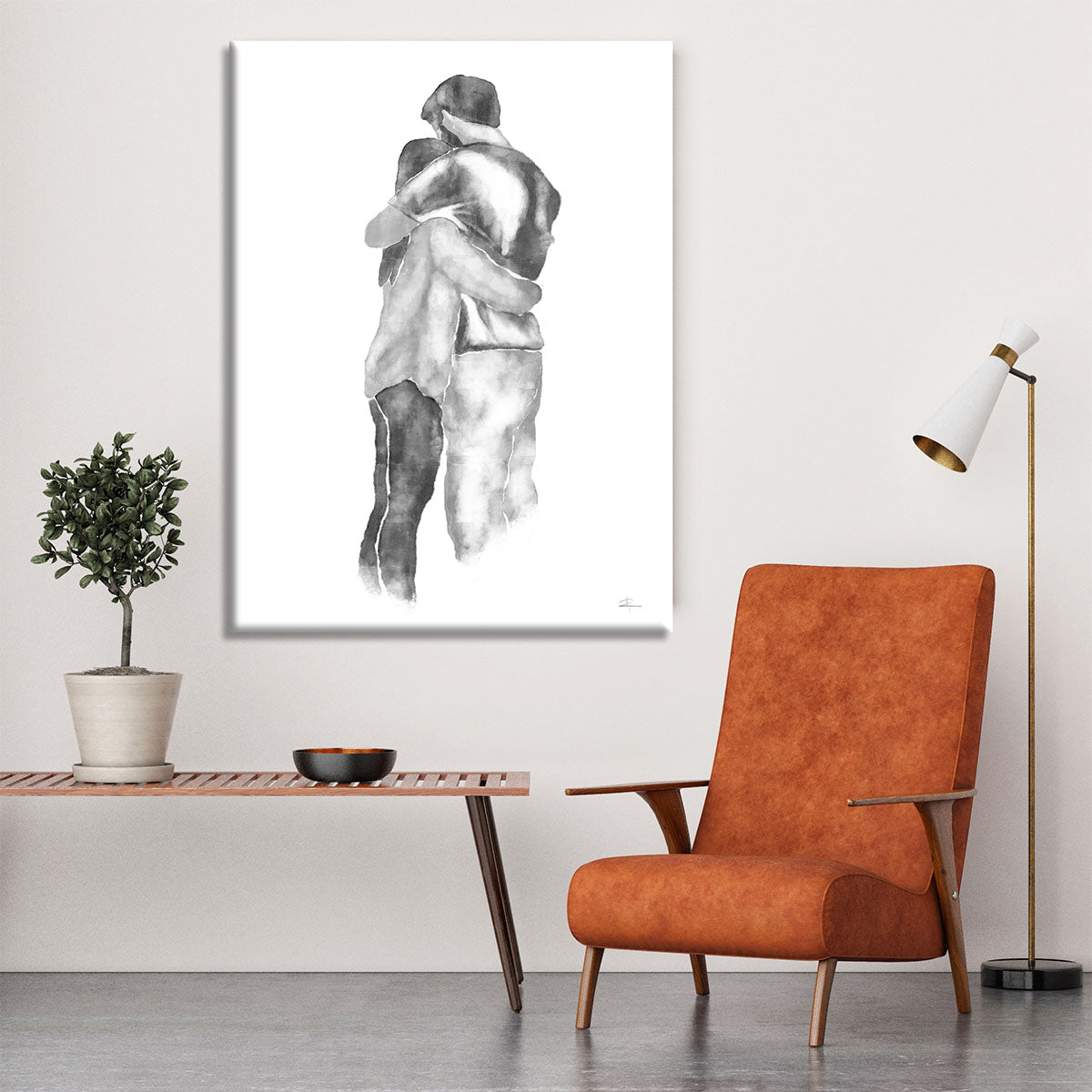 A beautiful Embrace Canvas Print showcasing modern art and nature themes, perfect for home decor.