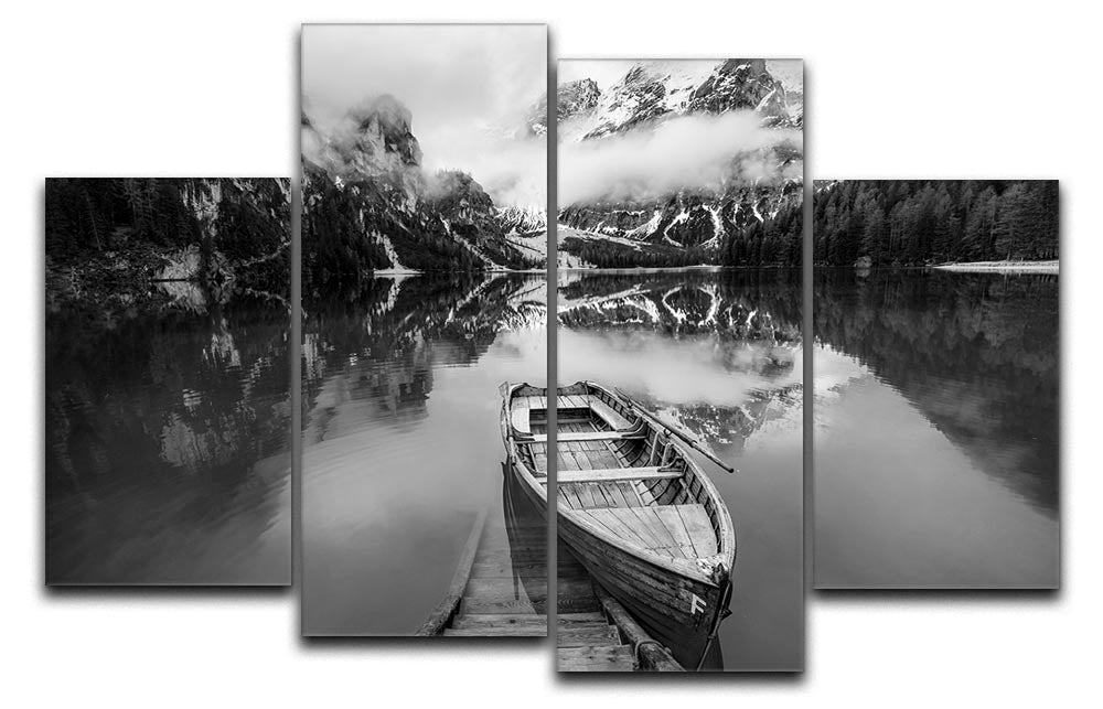 En Blanco Y Negro 4 Split Panel Canvas artwork featuring a dynamic black and white design divided into four equal sections.