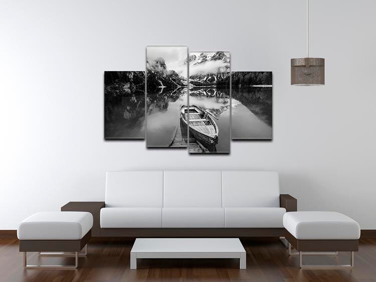En Blanco Y Negro 4 Split Panel Canvas artwork featuring a dynamic black and white design divided into four equal sections.