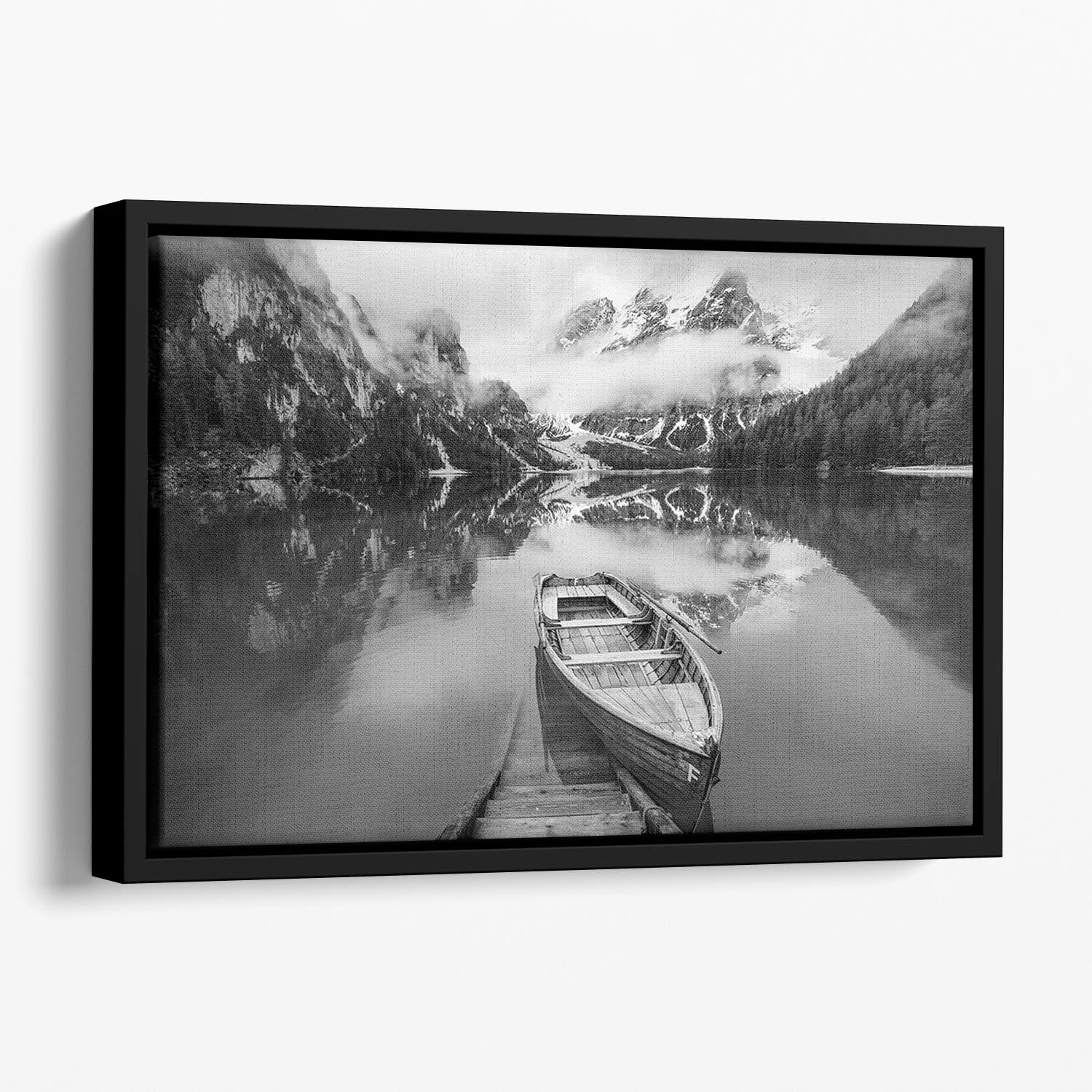 En Blanco Y Negro Floating Framed Canvas featuring abstract art in a stylish wooden frame, perfect for modern home decor.