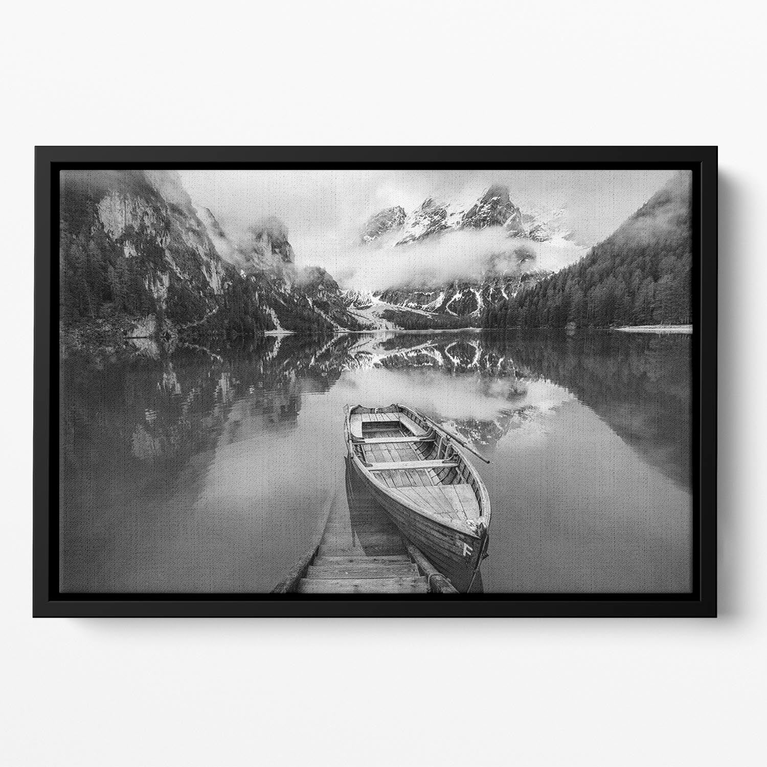 En Blanco Y Negro Floating Framed Canvas featuring abstract art in a stylish wooden frame, perfect for modern home decor.