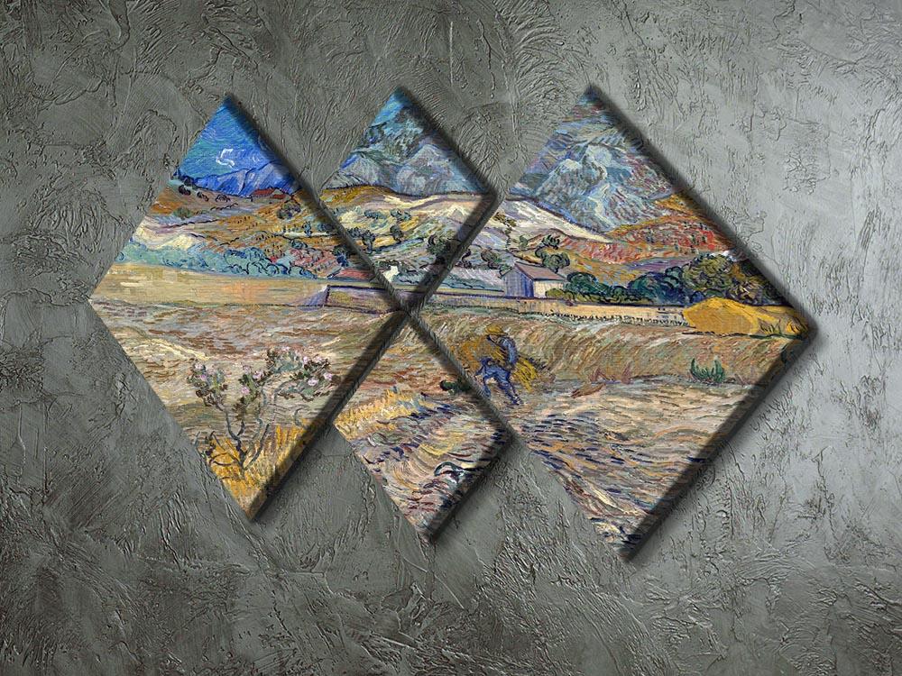 A beautiful 4-square multi panel canvas artwork featuring a peasant in a lush field, showcasing vibrant colors and intricate details.