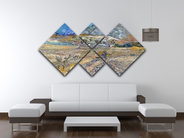 A beautiful 4-square multi panel canvas artwork featuring a peasant in a lush field, showcasing vibrant colors and intricate details.