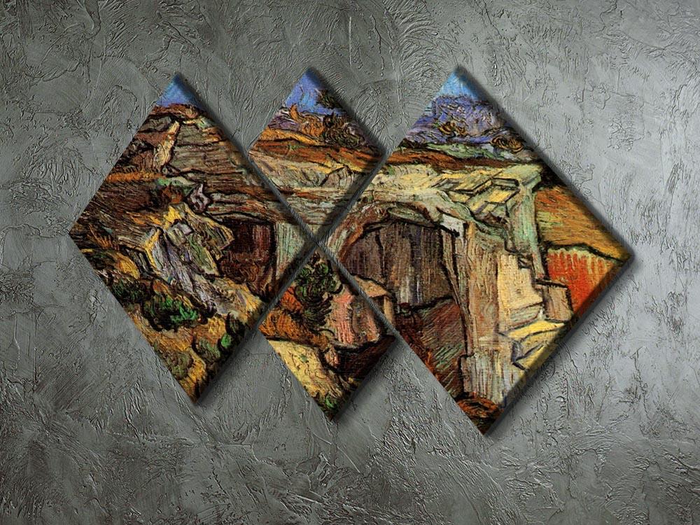 A stunning 4-square multi-panel artwork of Van Gogh's Entrance to a Quarry, showcasing vibrant colors and intricate details.