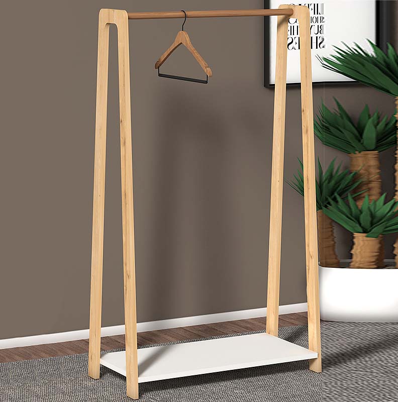 EMILIA White - Oak Entryway Furniture, featuring a stylish design with melamine surface and solid wood rail, perfect for organizing your space.