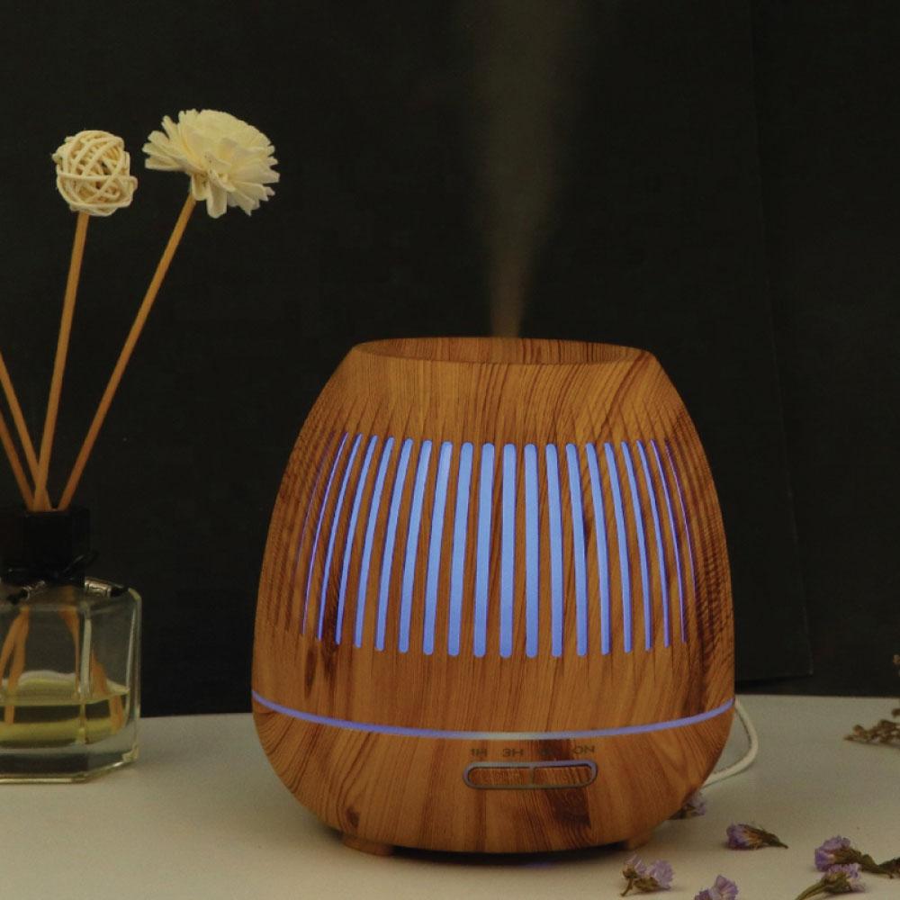 300ml Essential Oil Aroma Diffuser with remote control, featuring ultrasonic mist technology and colorful LED lights.