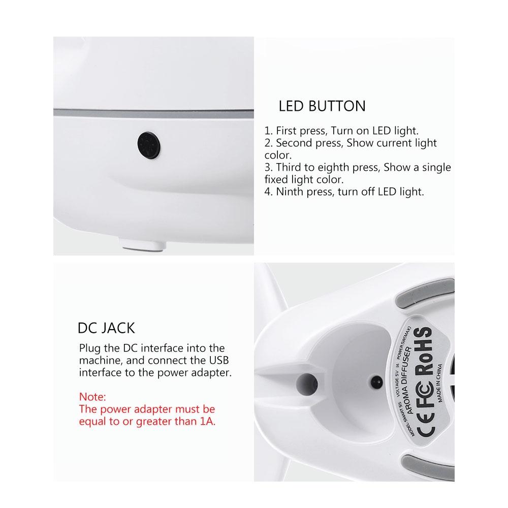 A colorful whale-shaped ultrasonic aroma diffuser with LED lights, designed for children's rooms, showcasing its mist output.