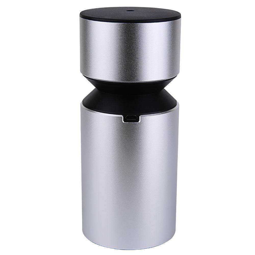 Essential Oil Car Diffuser USB Rechargeable in silver color, showcasing its sleek design and portable features.