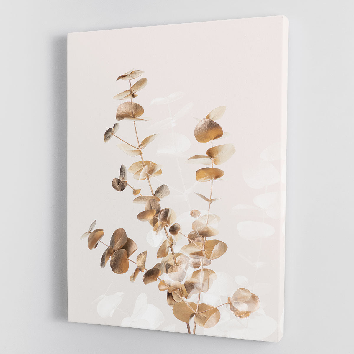 Eucalyptus Creative Gold 03 Canvas Print showcasing vibrant eucalyptus leaves with gold accents, perfect for modern decor.