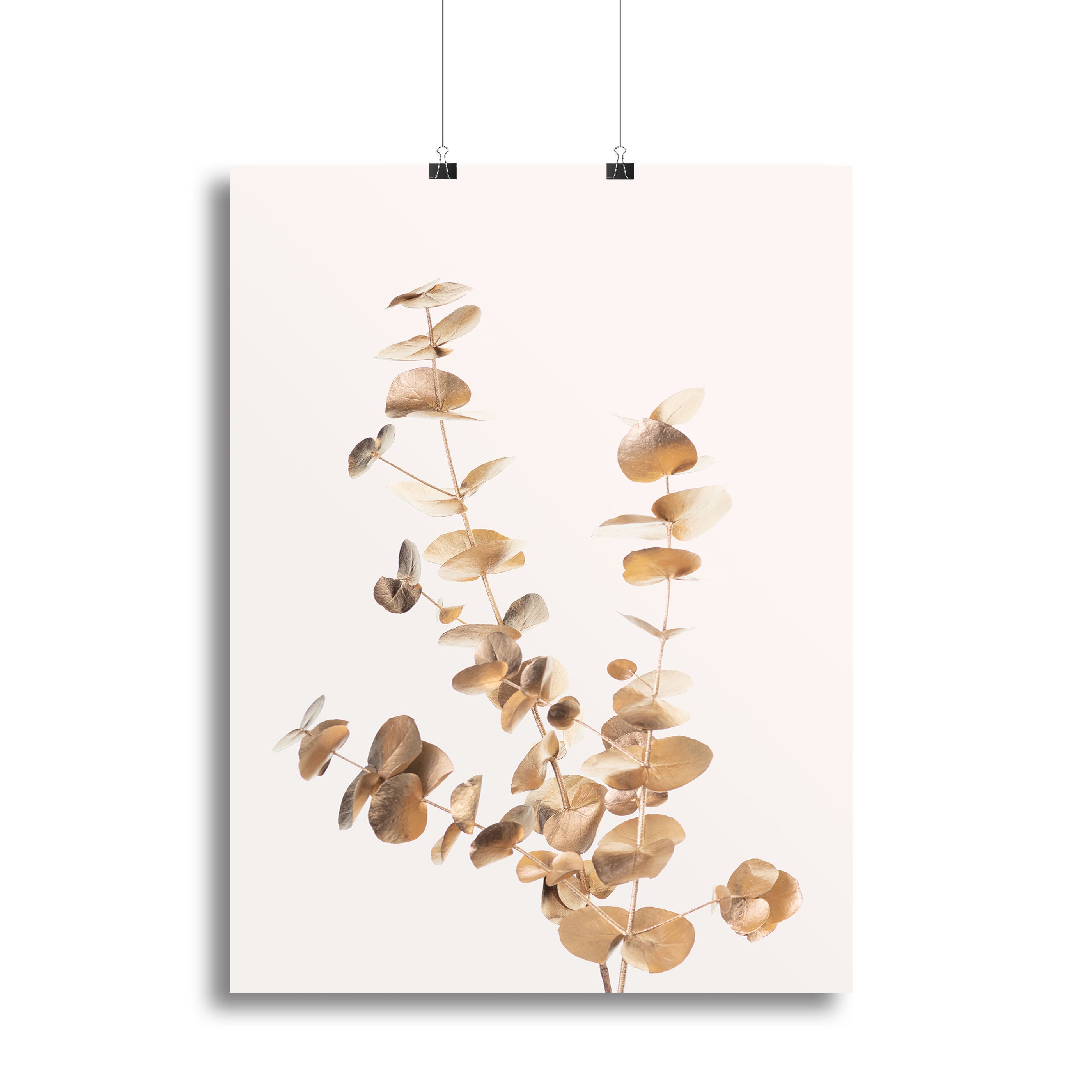 Eucalyptus Gold No 04 canvas print featuring delicate eucalyptus leaves in vibrant colors, perfect for modern decor.
