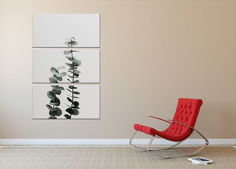 Eucalyptus Natural 03 3 Split Panel Canvas Print featuring lush green eucalyptus leaves on a stylish canvas.