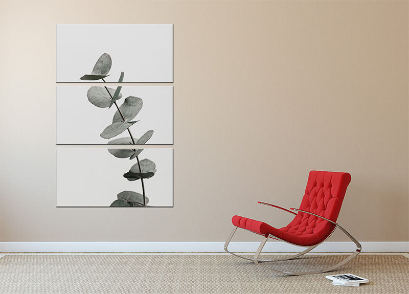 Eucalyptus Natural 3 Split Panel Canvas Print showcasing vibrant green leaves on a textured background.