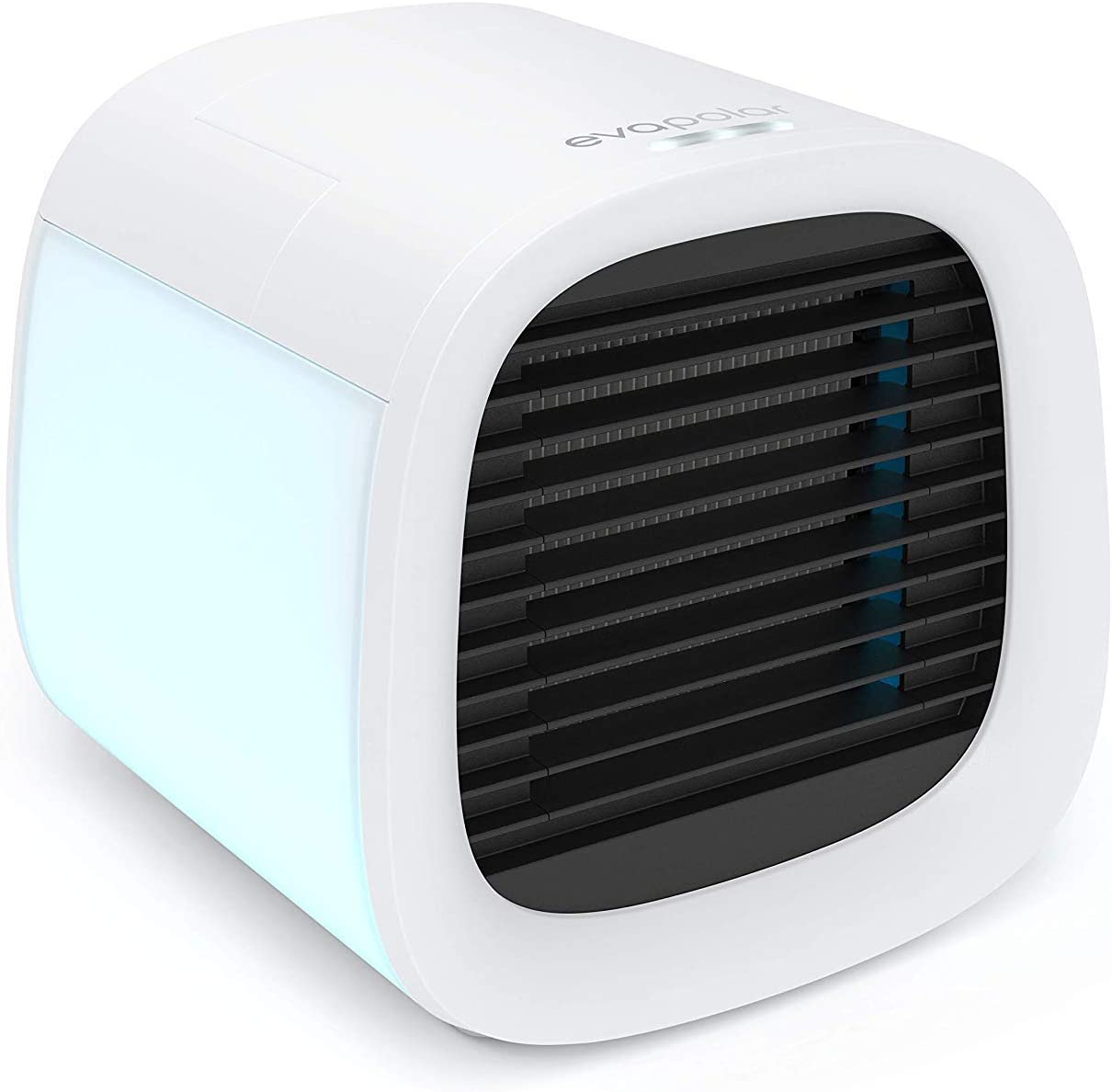 Evapolar evaCHILL personal portable air cooler and humidifier with a sleek design, showcasing its compact size and USB power capability.