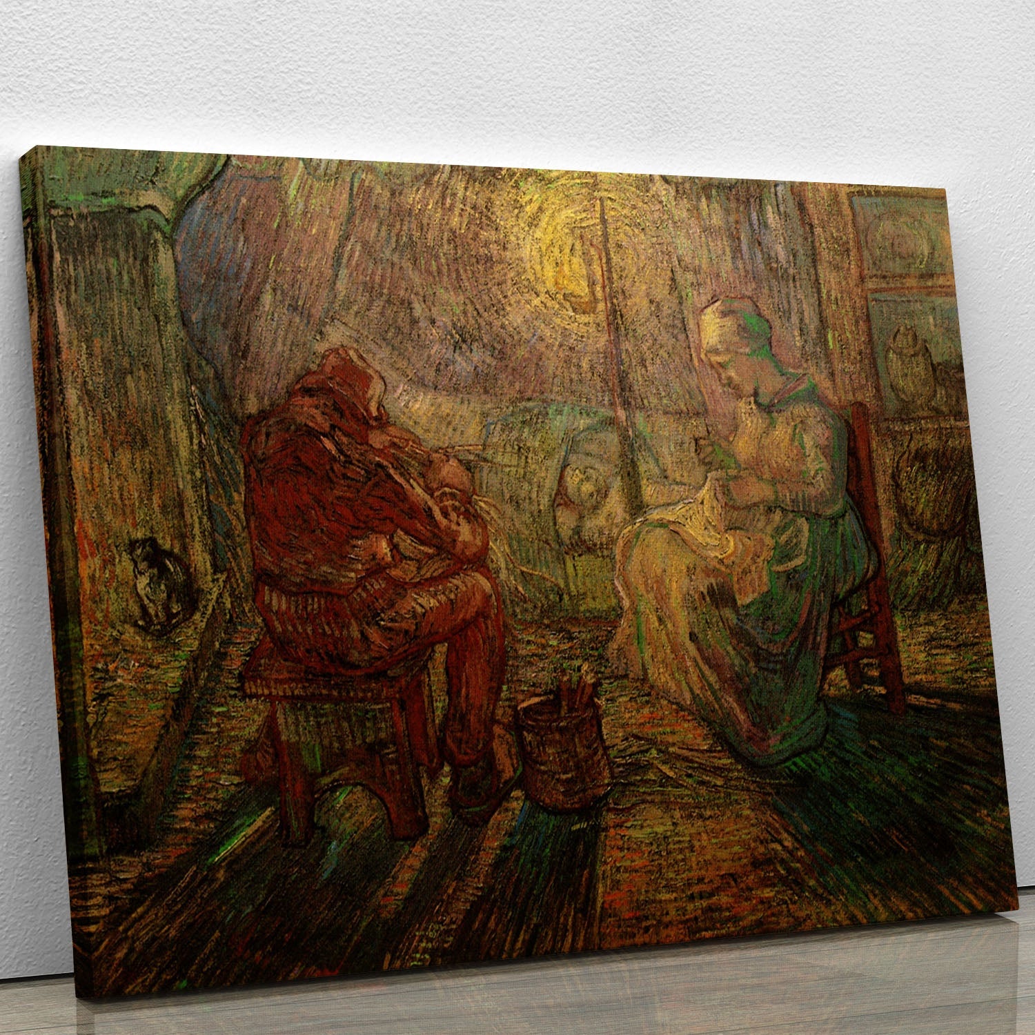 Evening The Watch after Millet by Van Gogh canvas print showcasing vibrant colors and dynamic brush strokes.