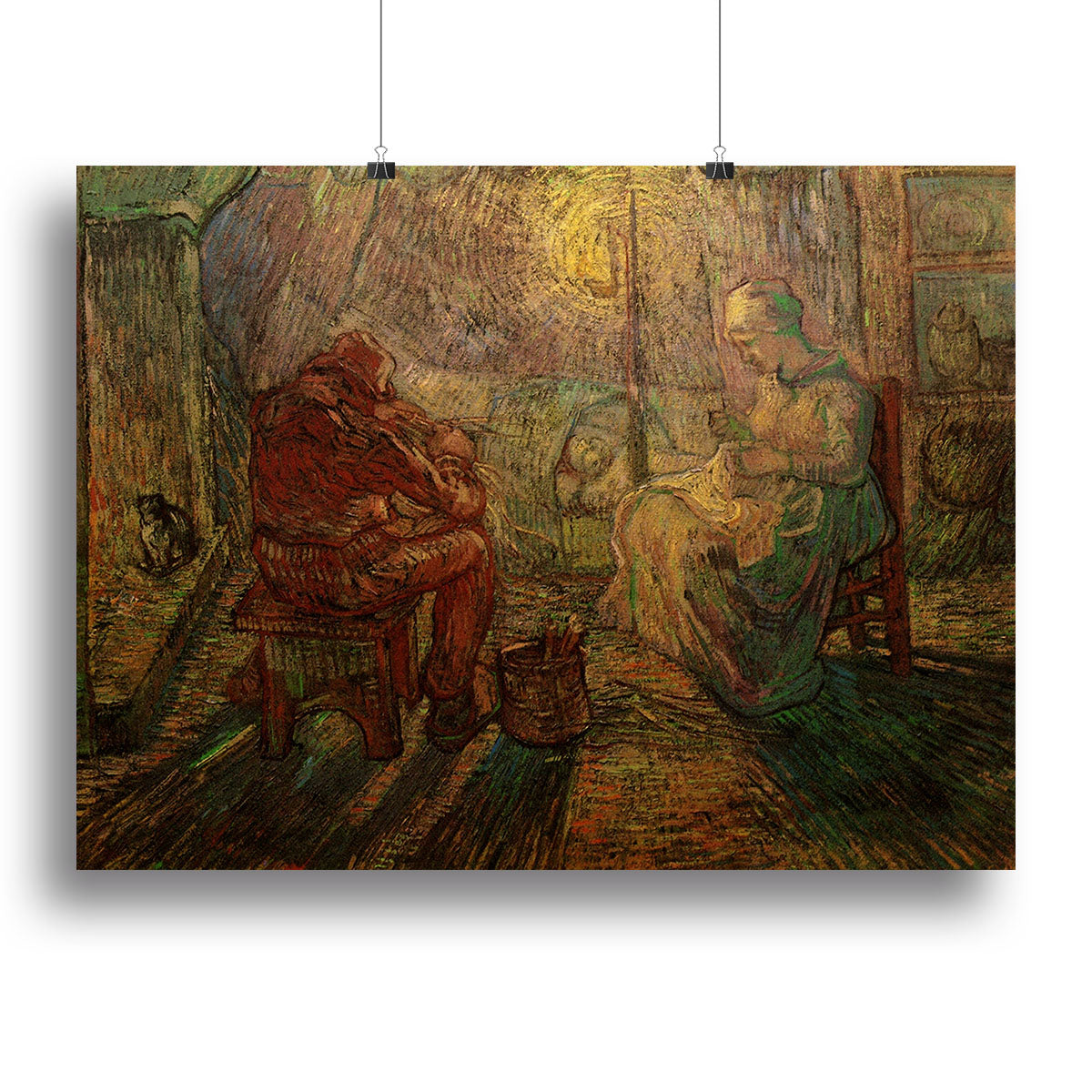 Evening The Watch after Millet by Van Gogh canvas print showcasing vibrant colors and dynamic brush strokes.