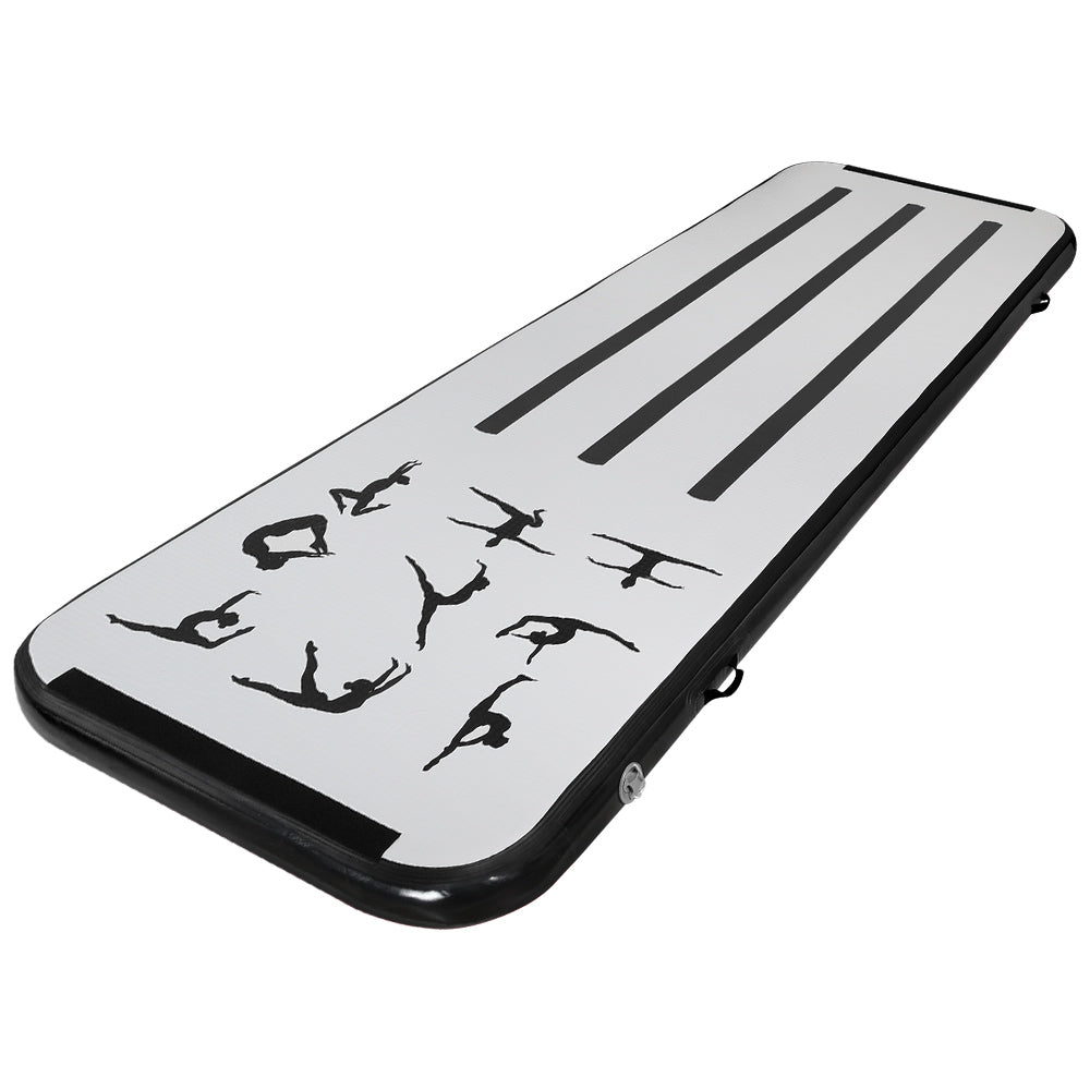 Everfit 3M Air Track Gymnastics Tumbling Mat in black, showcasing its durable and anti-slip surface, designed for safe landings in gymnastics and cheerleading.